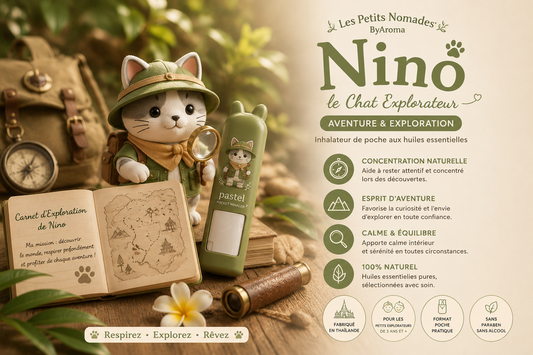 Nino le Chat Explorateur — Inhalateur Aromatique Enfant